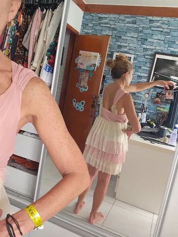 Vestido romantico rosa em tule importado - Foto 4