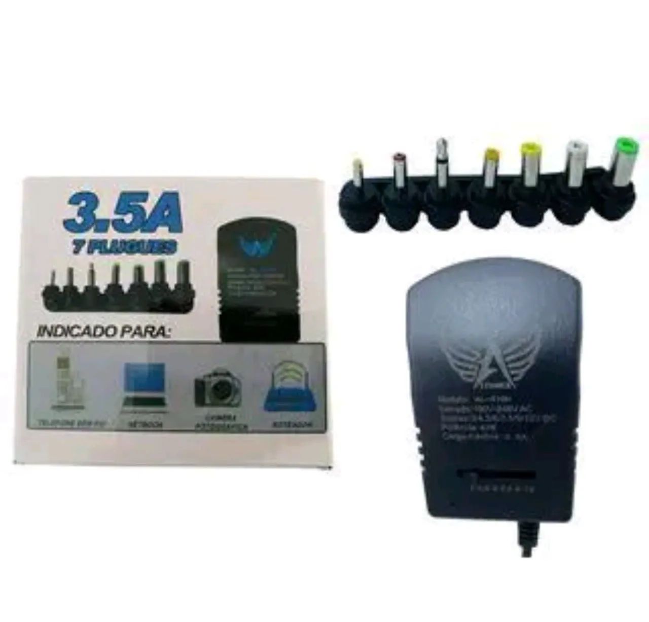 Fonte Universal Regulada 3V 4.5V 6V 7.5V 9V 12V DC com 7 Plugs 42W