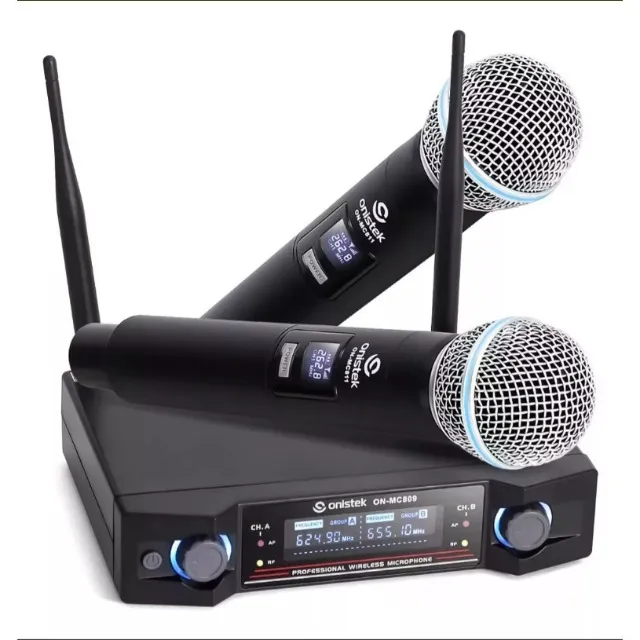 Microfone Sem Fio Duplo Uhf Hi Fi Dinamico Digital MC-809 (Entregamos)