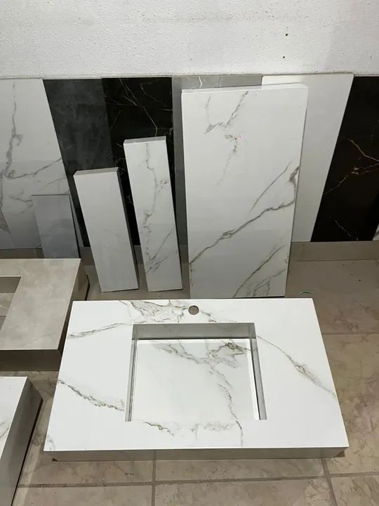 Cuba para banheiro em porcelanato  estensor e prateleira!