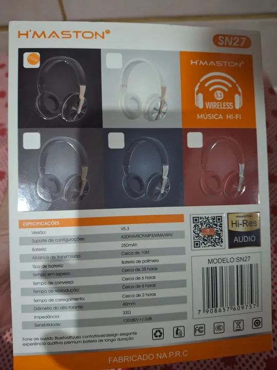 FONE H'MASTON NOVO E PRETO