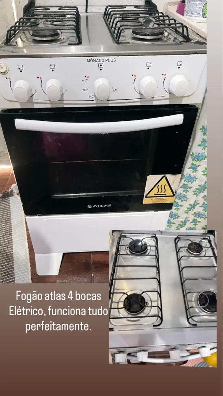 Fogão Atlas 4 bocas Elétrico - Funcionando perfeitamente!