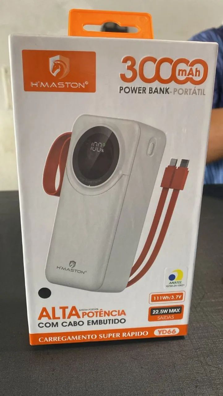 Carregador Portátil Power Bank 30000 mAh Alta Potencia- Unidade 