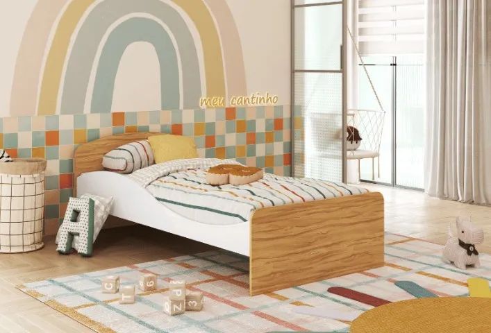 Cama Infantil Lua Solteiro com Casinha, 100% MDF - Peroba - Foto 5