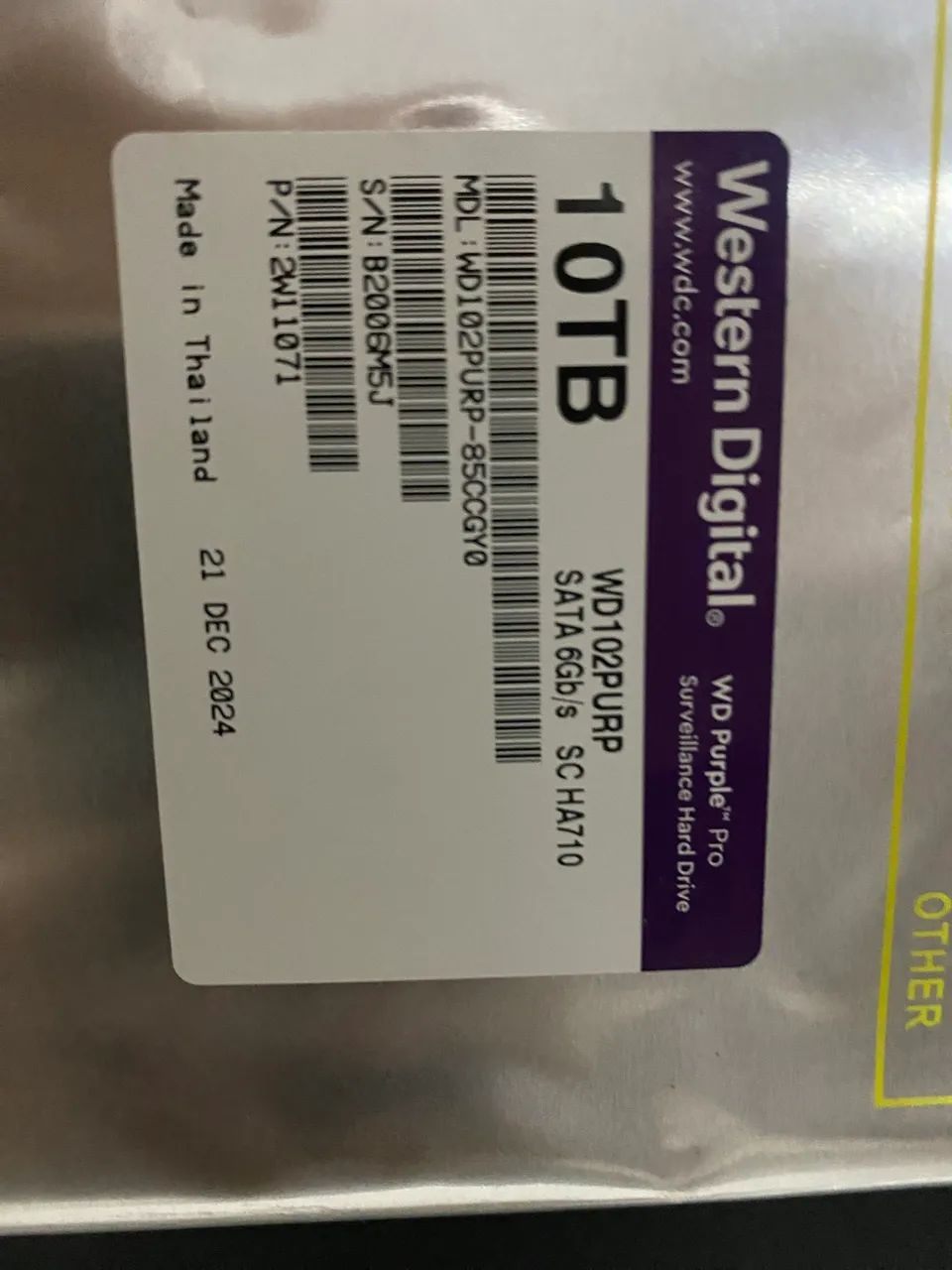 HD purple sata 6gbs scha710 10tb - Foto 2