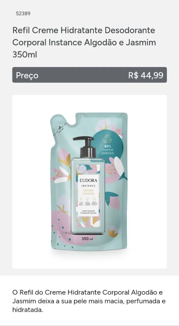Refil Loção Hidratante Desodorante Corporal Cuide-se Bem Deleite 350ml - Foto 2