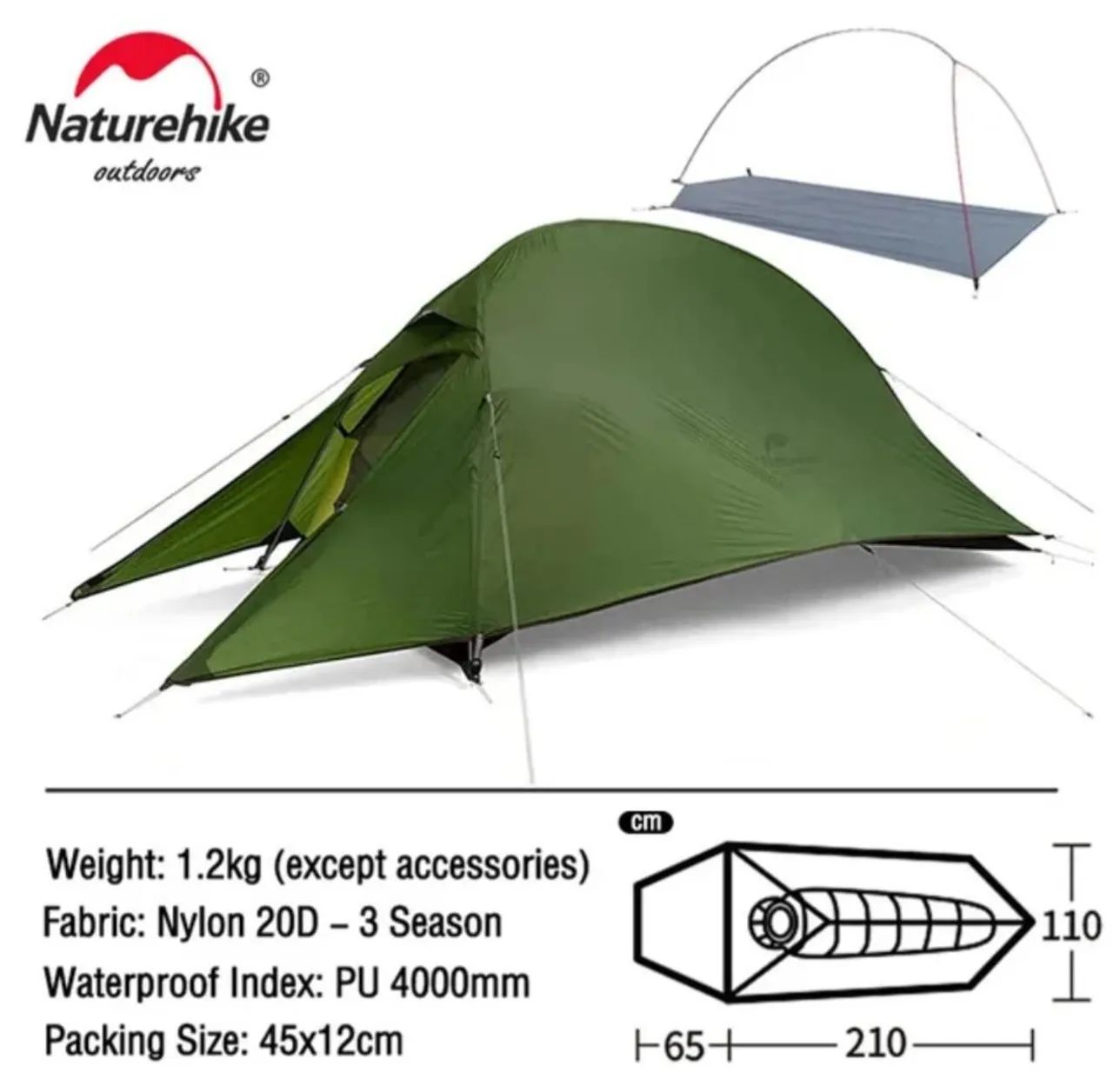 Barraca Naturehike ultralight Cloud up1 (Nylon 20D) Nova com garantia 