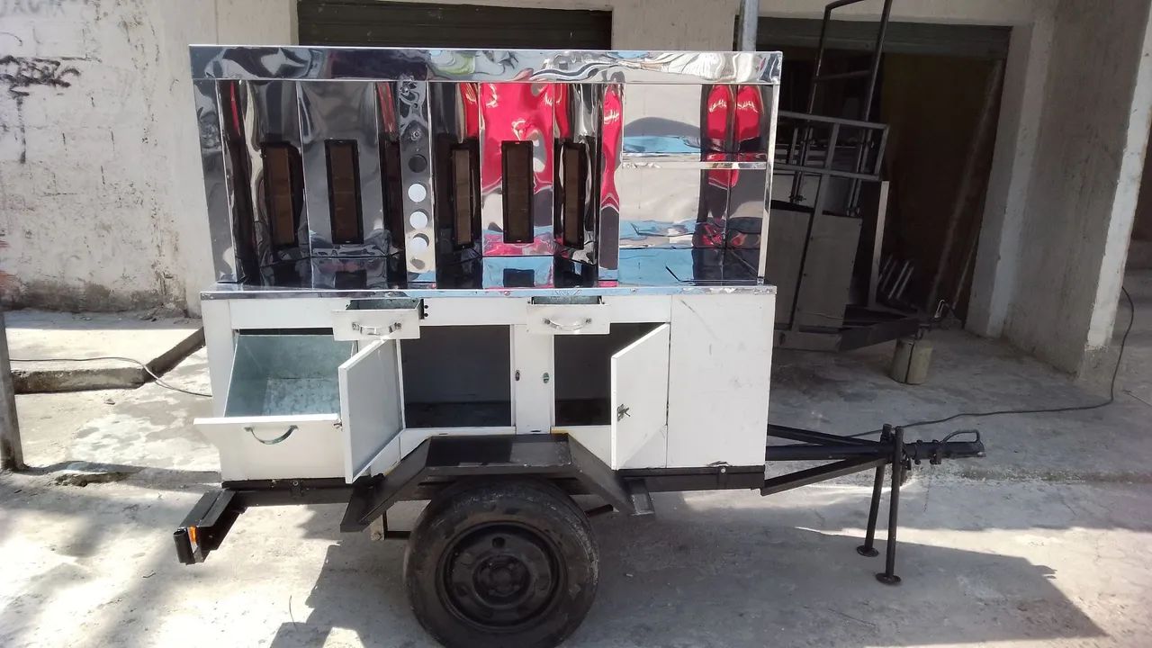 Carretinha reboque churrasco grego.