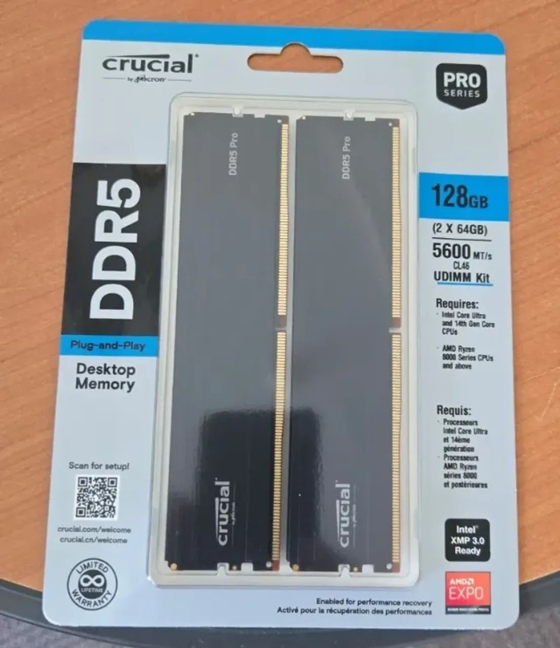 DDR5 128GB (2x64GB) 5600MHZ - CRUCIAL PRO - Memória RAM