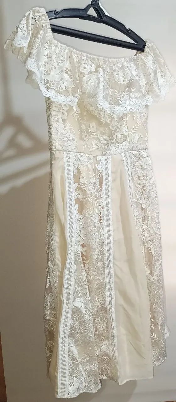 Vestido bege/renda - Foto 3
