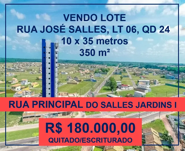 LOTE COMERCIAL 350m² AV PRINCIPAL SALLES JARDINS CASTANHAL
