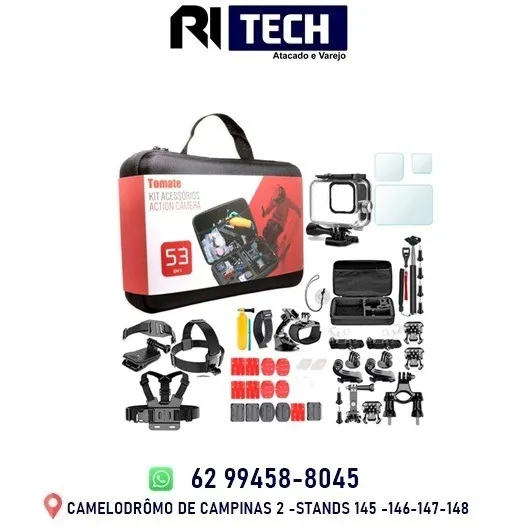 Kit 53 Acessórios Para Gopro / Câmera De Ação Tomate Mt-1100 53 em 1