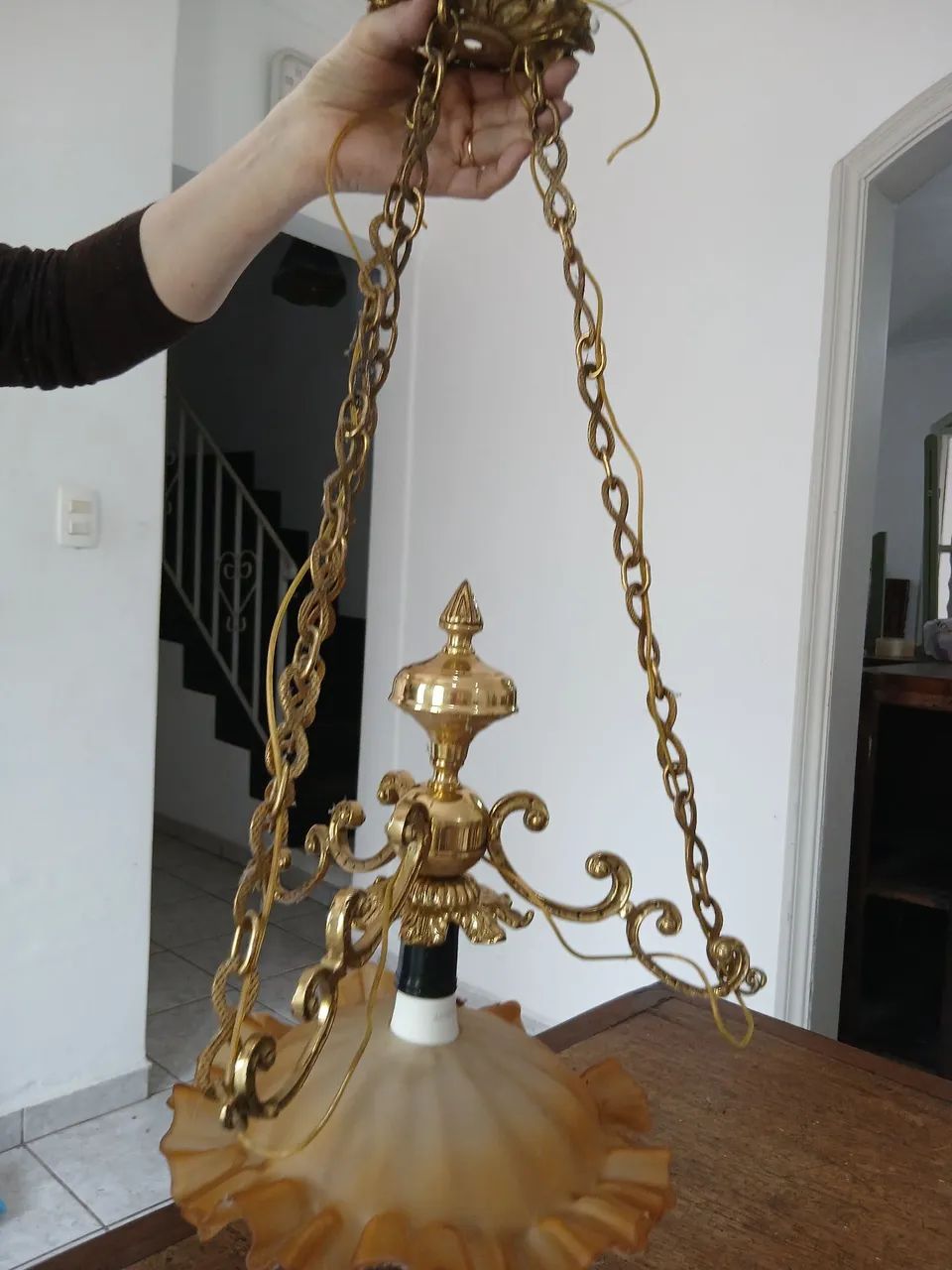 Lustre de bronze antigo retro - Foto 3