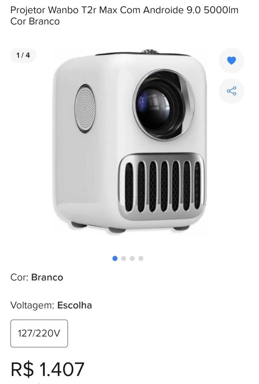 Projetor Wanbo T2r Max Androide 9.0 5000lm Xiaomi Novo lacrado 