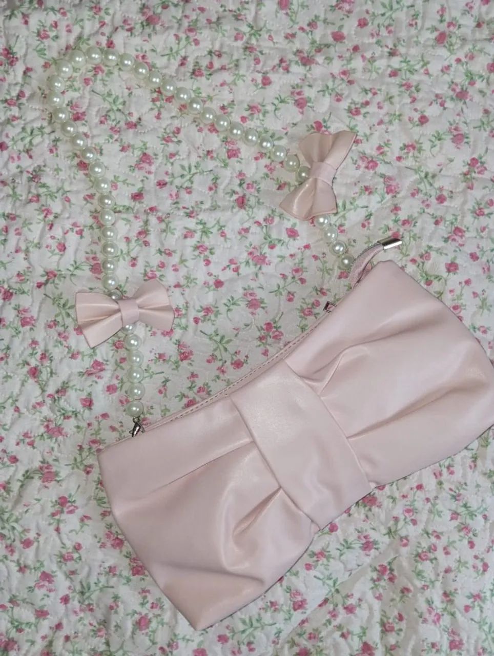Bolsa de mão rosa com alça removível (nova e importada) - Foto 2