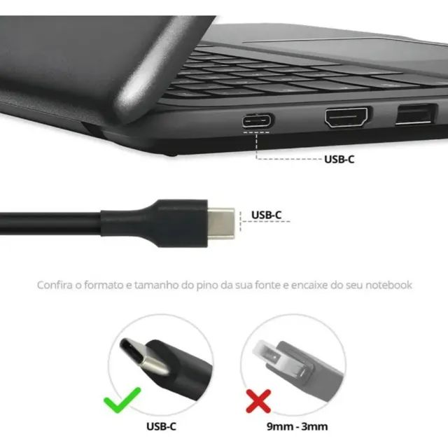 Fonte Carregador Compatível Dell Usb Tipo C 90W - Foto 4