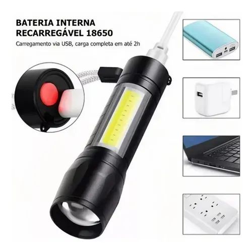 Mini Lanterna Tatica Recarregavel Usb Lehmox - Foto 3