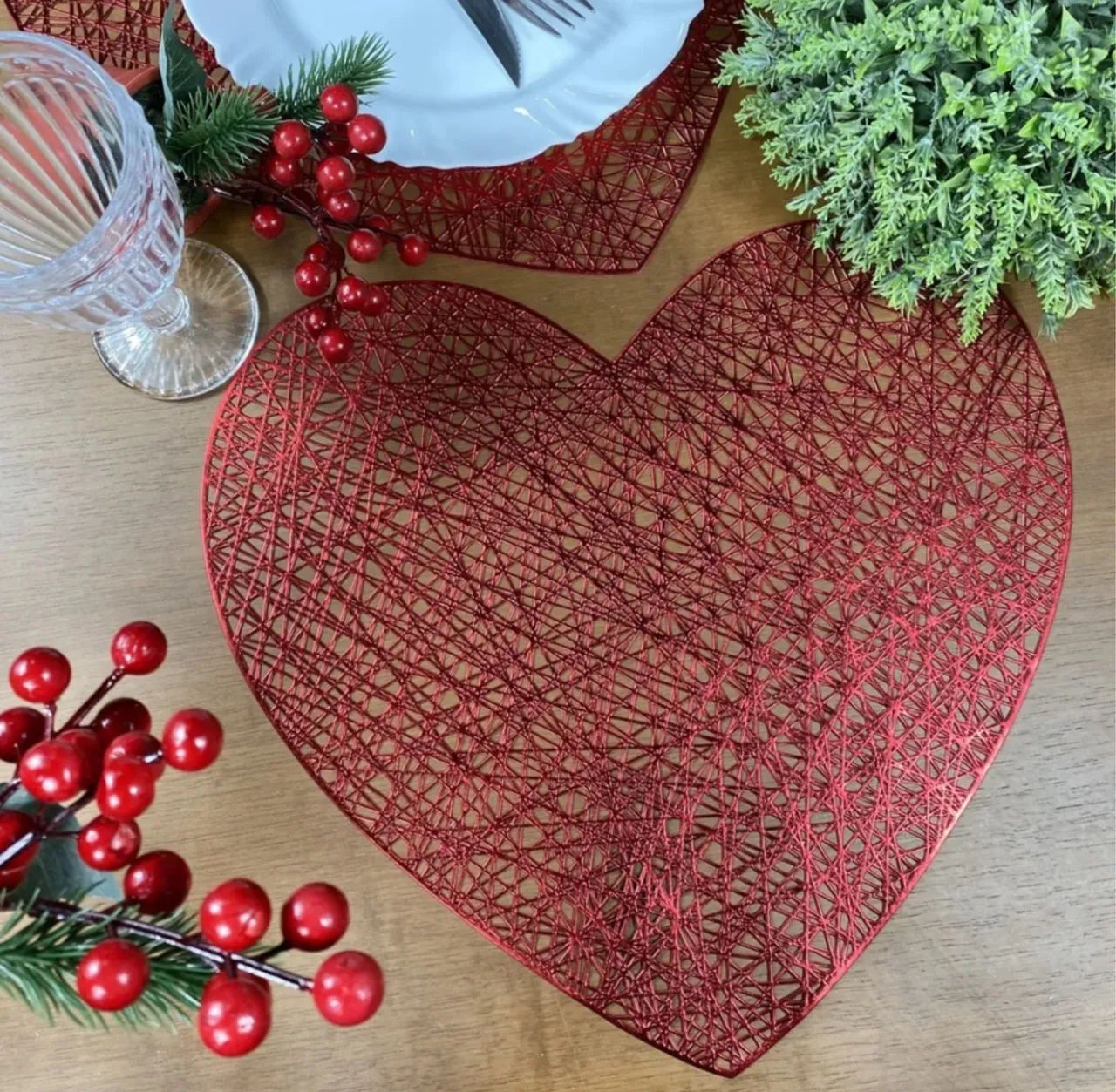 Jogo para mesa lugar americano em PVC formato coração  - Foto 4