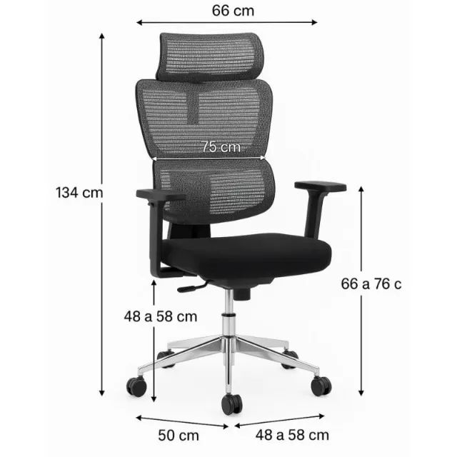Cadeira Escritório Presidente Tela ÉDON Cor Preto Conforto Ergonômico Modelo 30066 - Foto 6