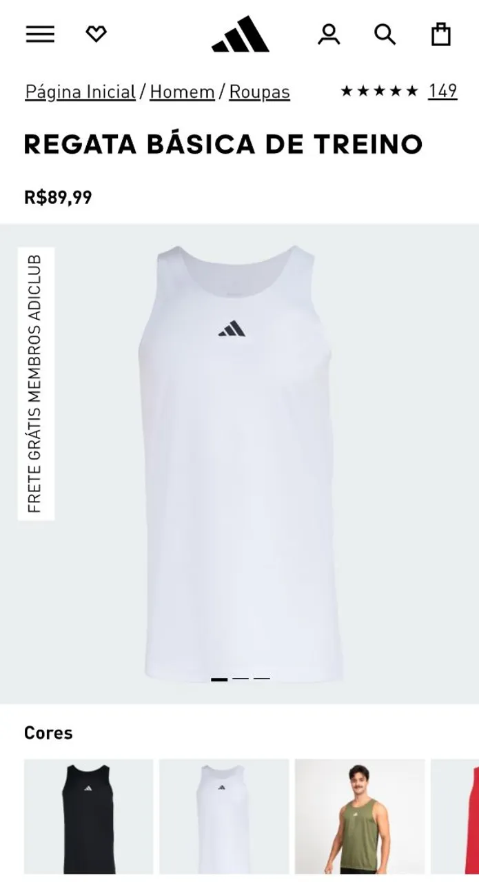 Regata Adidas Básica de Treino NOVA