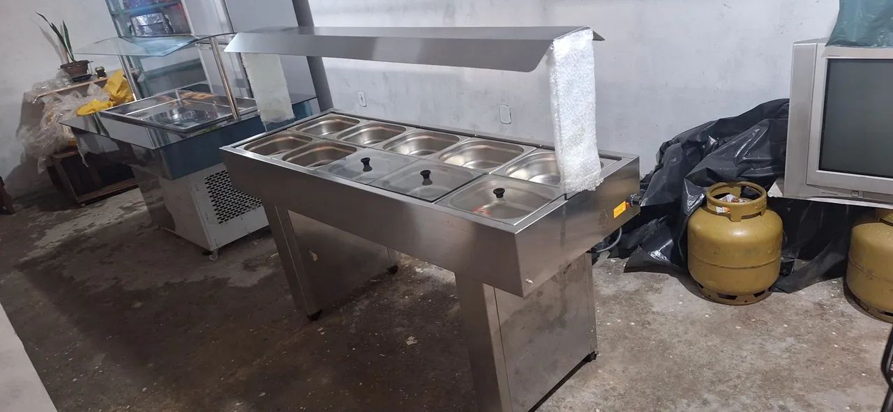 BUFFET CARRO TÉRMICO SELF SERVICE QUENTE 10 CUBAS INOX