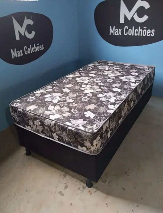 Cama box solteirão com molas bonnel - Novas