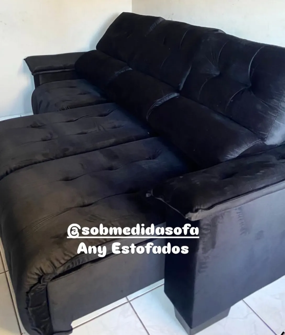 Sofá de canto preto sob medida