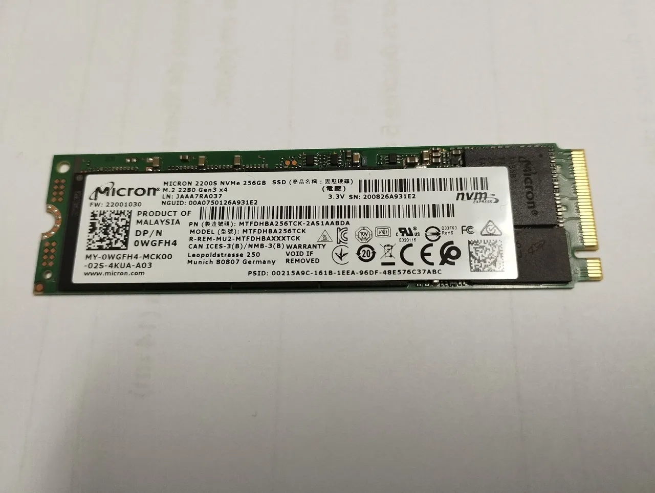 NVMe M.2 SSD 256GB