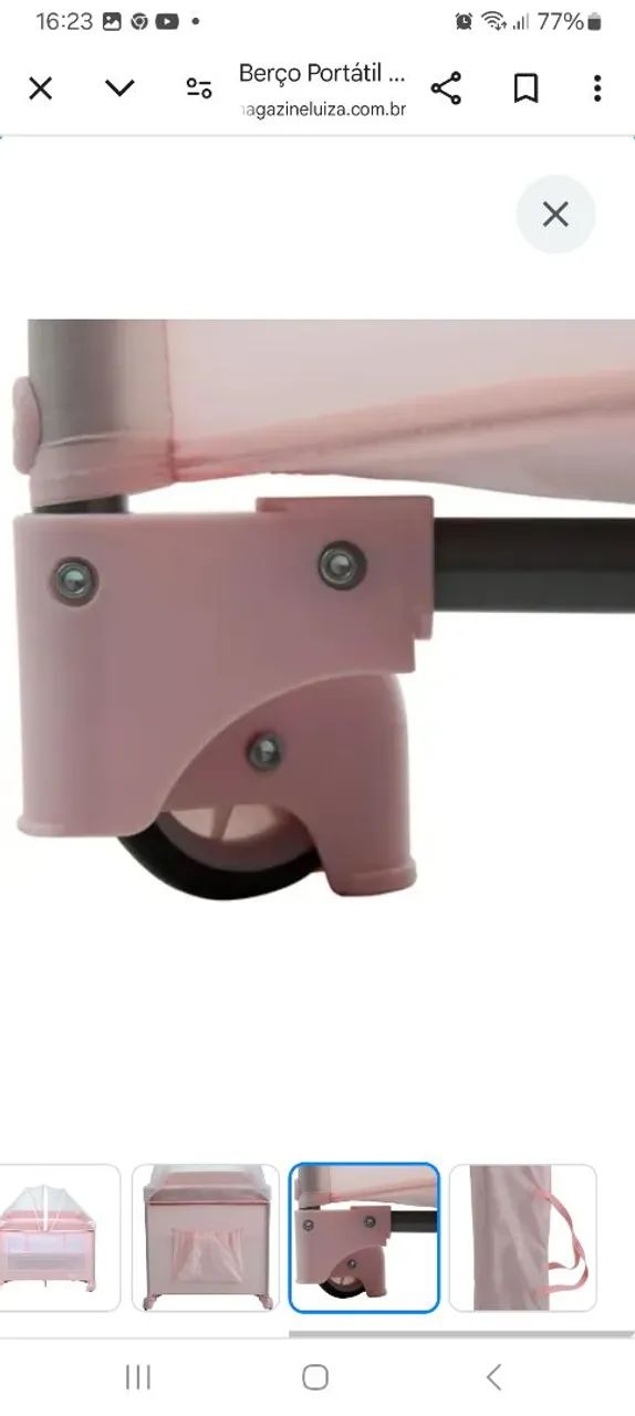 Berço Portátil Rosa para Bebê - Foto 2