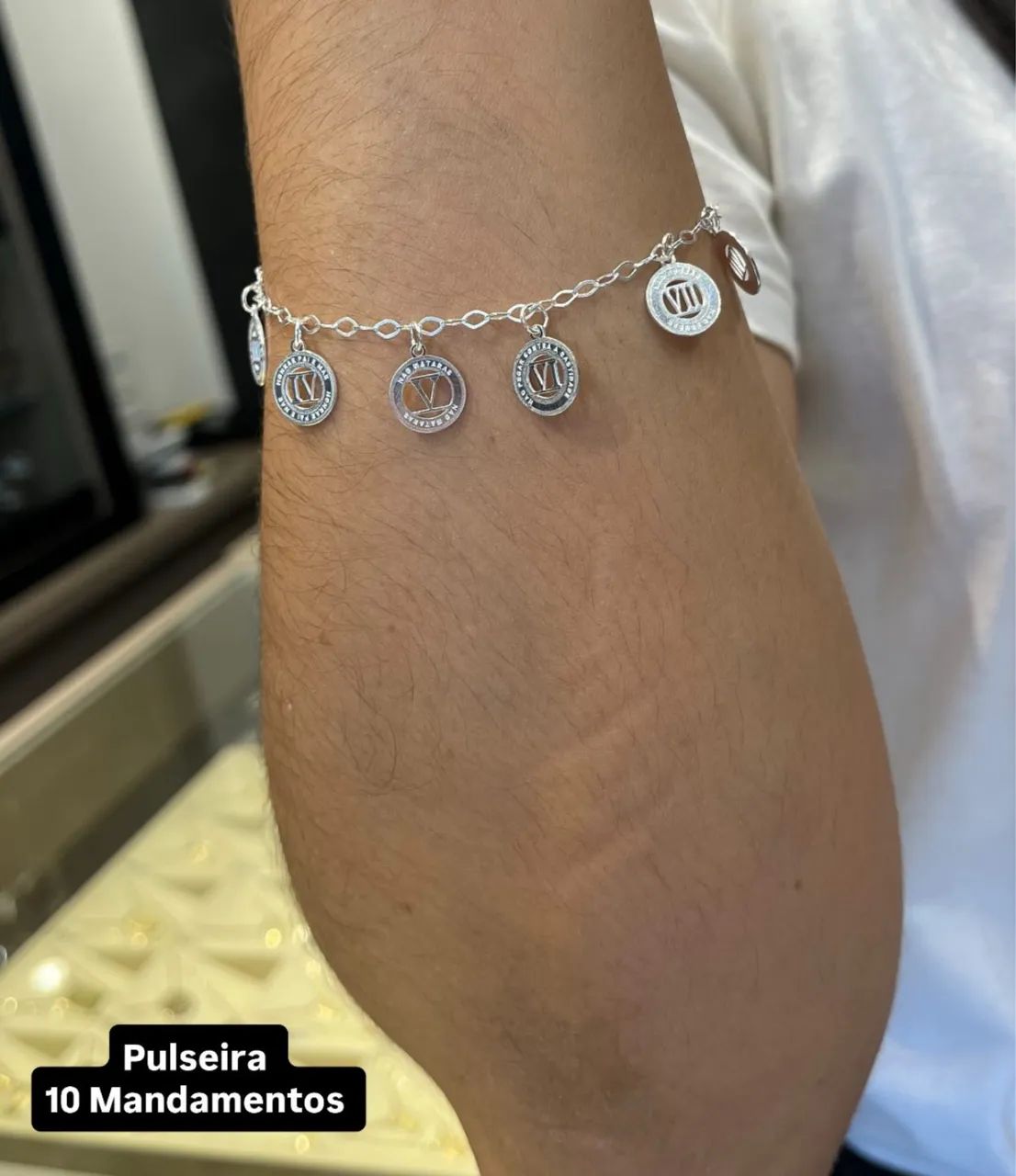 Pulseira Prata 925 10 mandamentos 