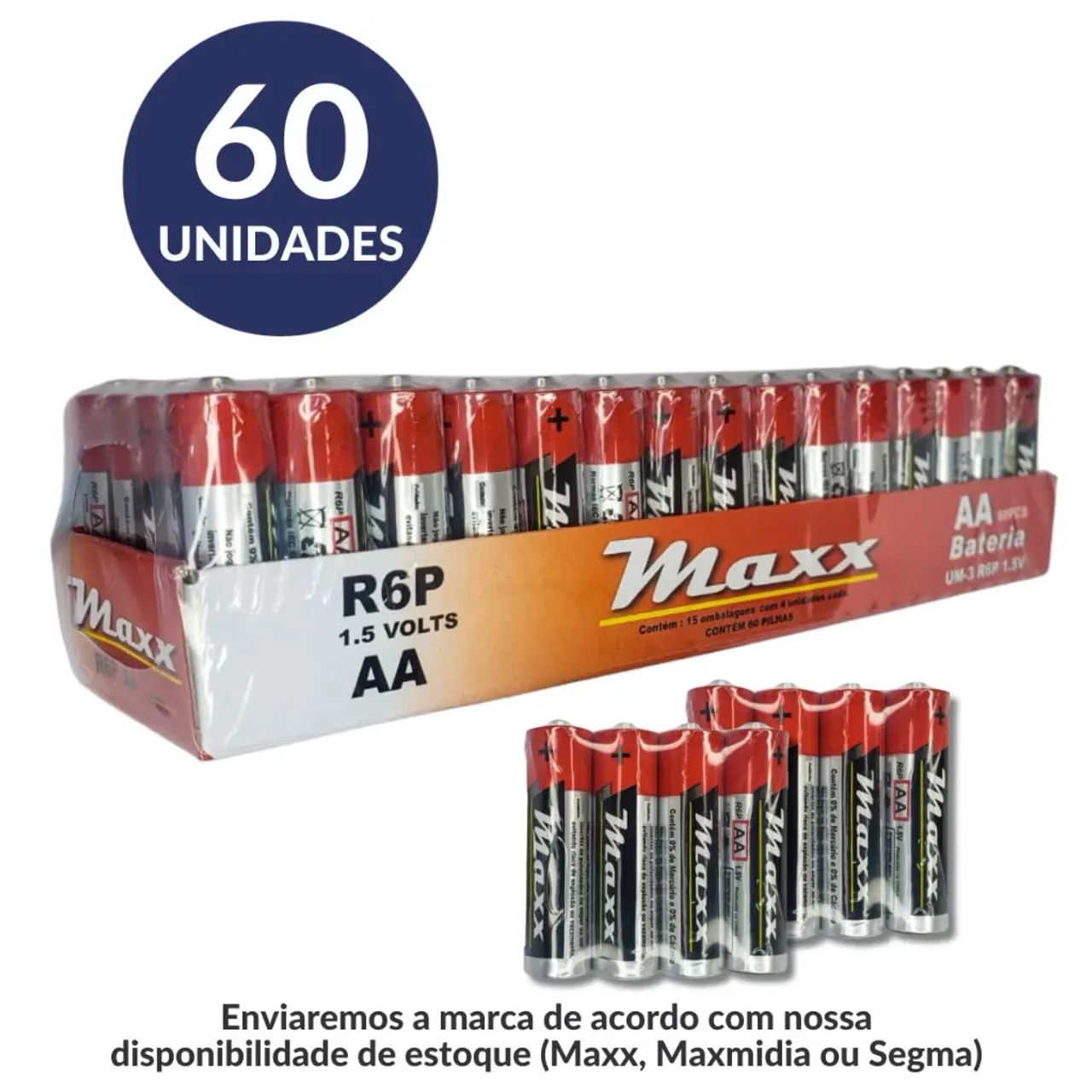 Caixa com 60 pilhas palito