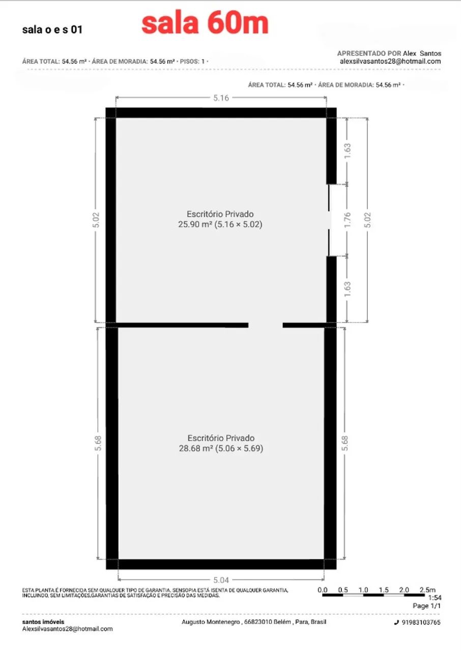 Salas (60 m²) Ed. Empresarial O & S Aug. Montenegro, R$ 3 mil  - Foto 3