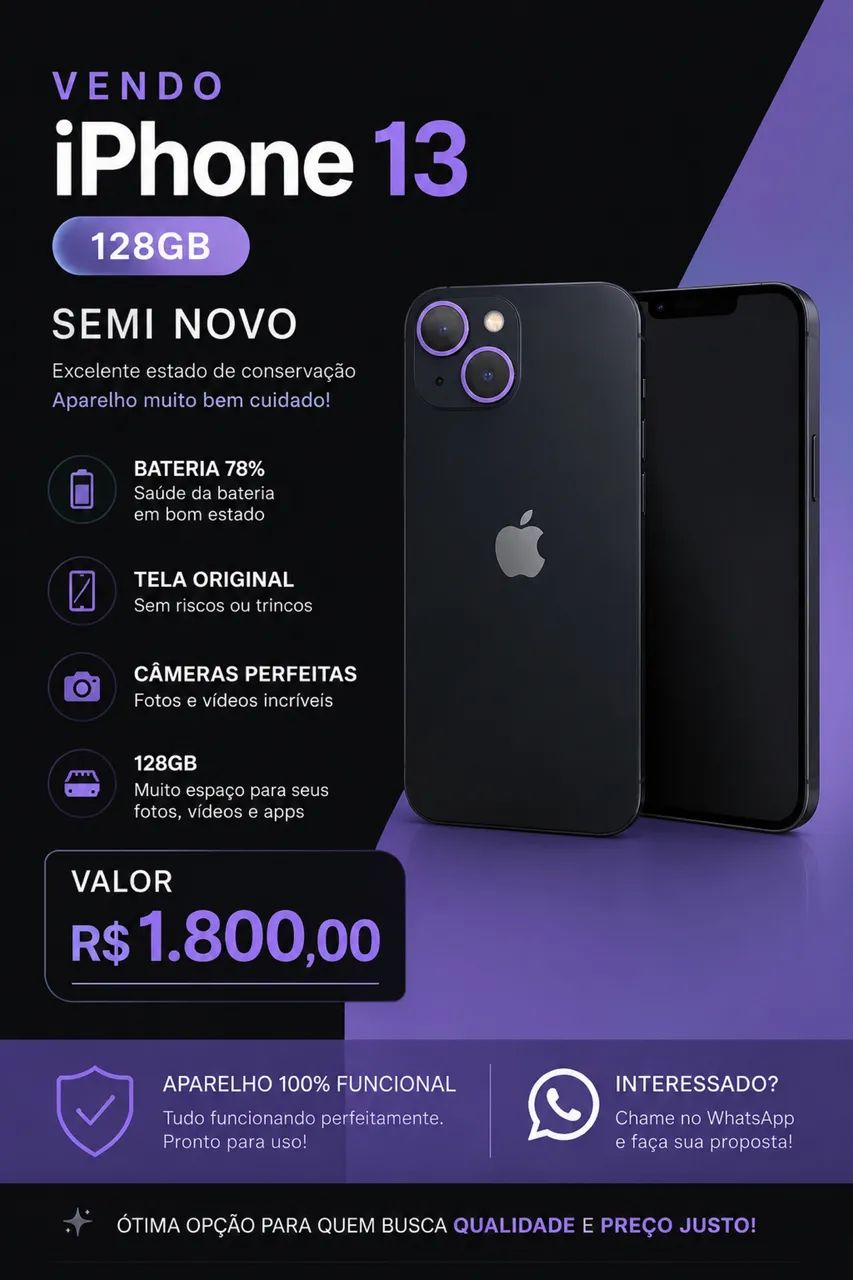 iPhone 13 128 semi novo - Foto 3