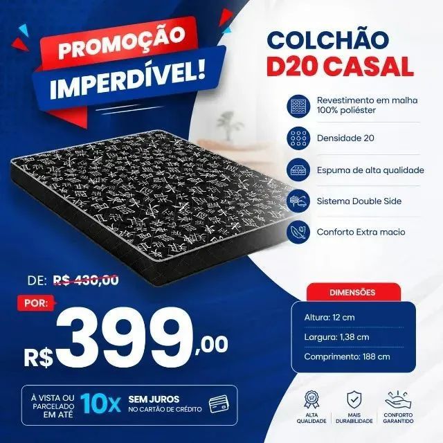 Colchão casal D20 preto