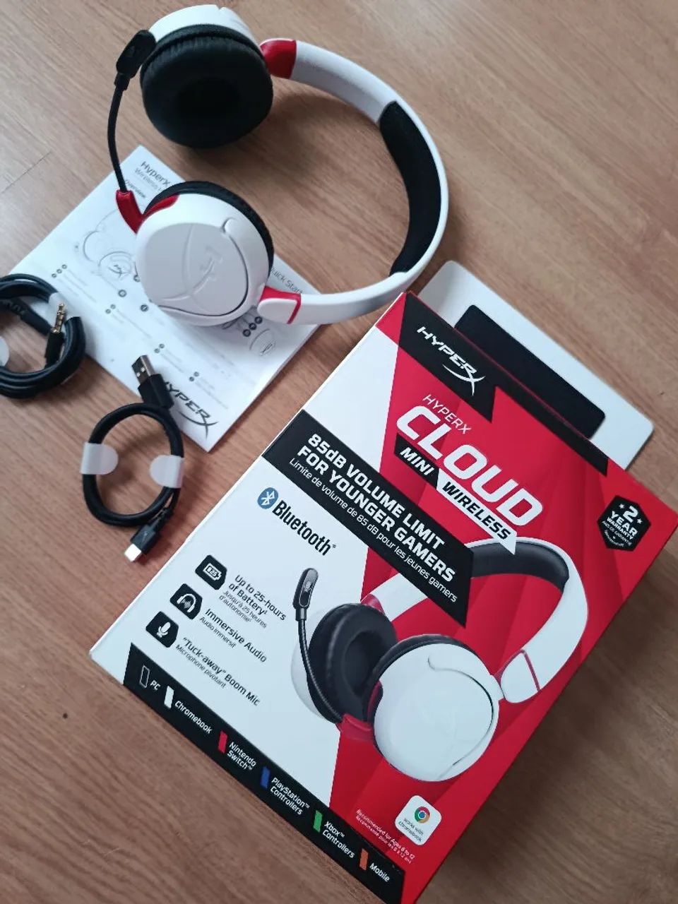 headset gamer sem fio Hyperox Cloud mini branco 