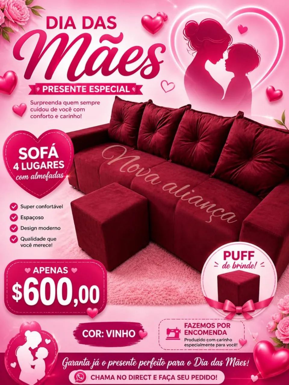 Sofa de 4 lugares com puff promoção aproveite  - Foto 3