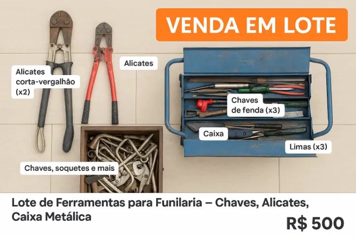 Lote de Ferramentas gerais - Chaves, Alicates, Caixa Metálica e Madeira