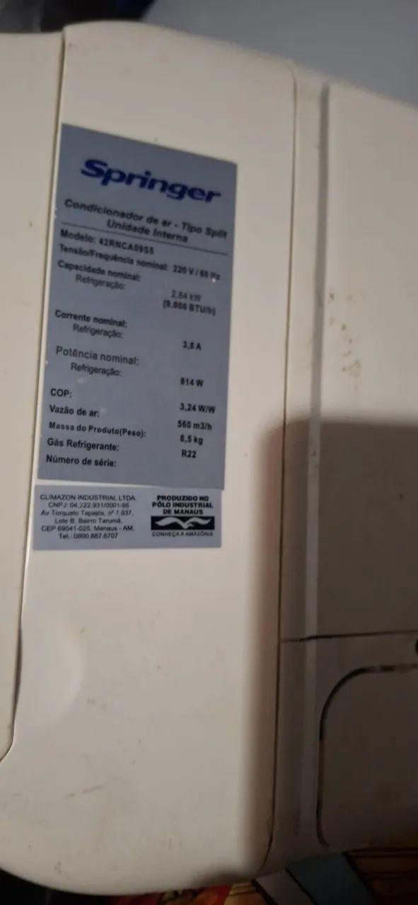 Central de ar 9000 btus
