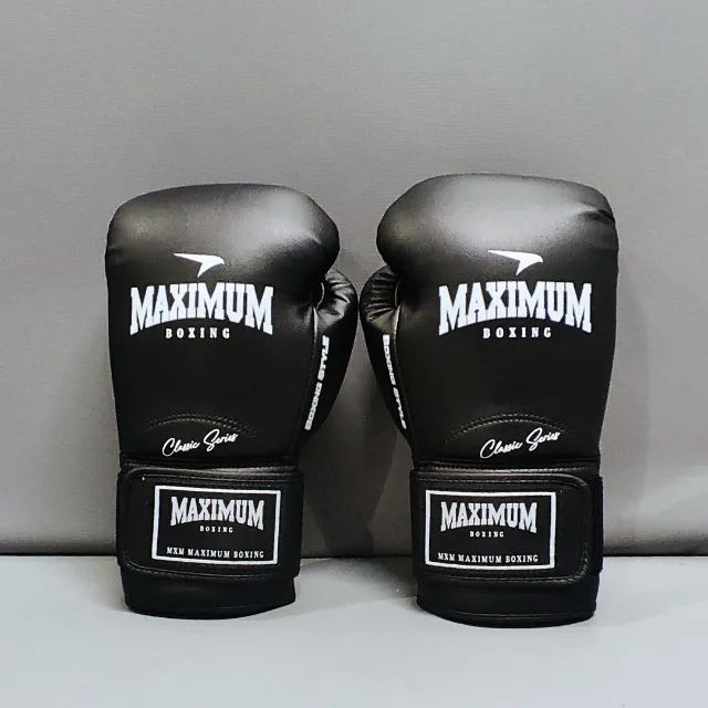 Luva de Boxe e Muay Thai Maximum Classic Preta Nova 12oz 14oz 16oz