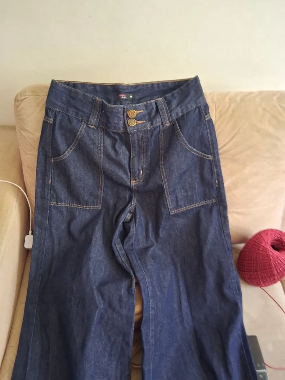 Calça pantalona jeans 40 - Foto 2