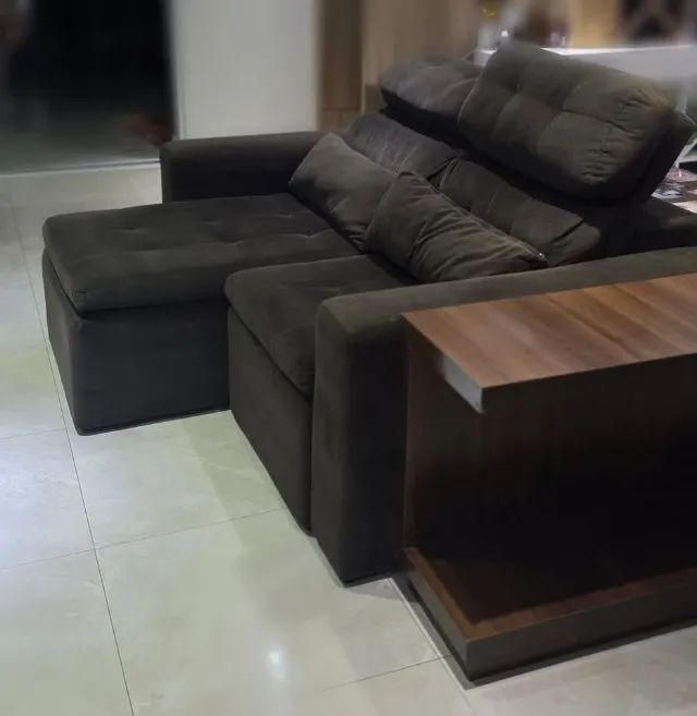 SOFÁ RETRATIL MARROM - Foto 4