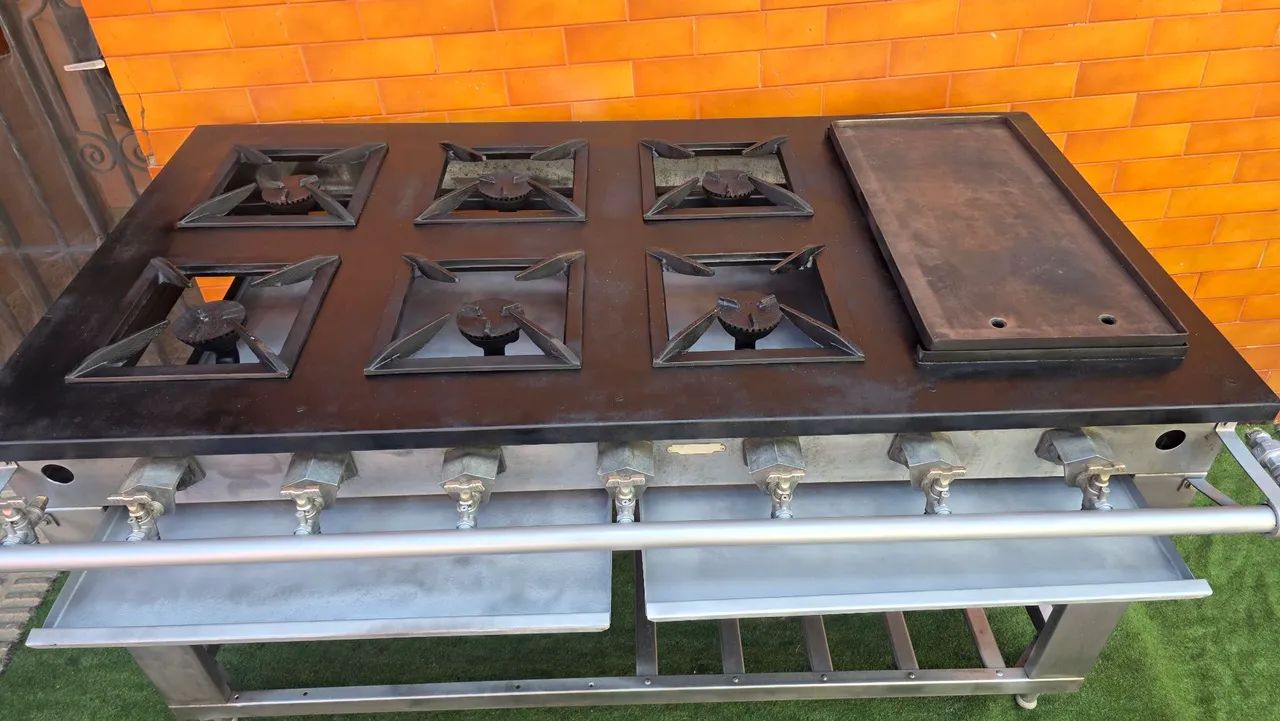 Fogao industrial inox 6 bocas chapa  - Foto 4