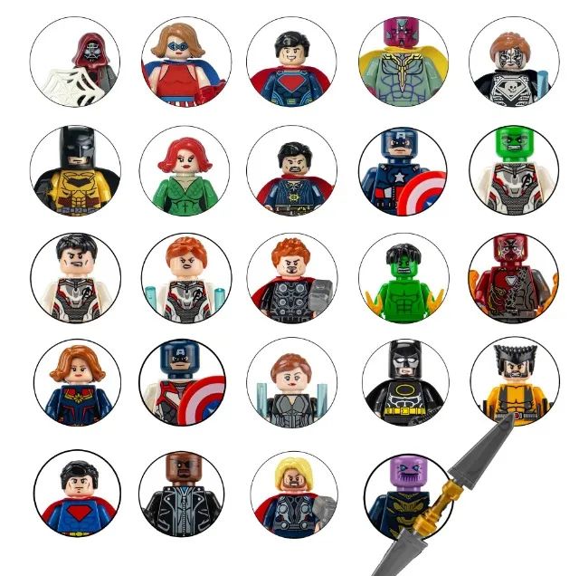 Mini Figuras Blocos de Montar Heróis Marvel DC Vingadores X-Men Colecionáveis