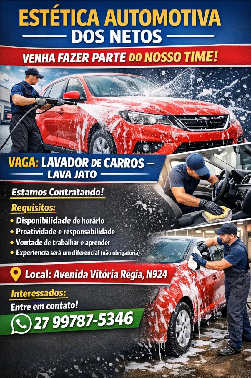 Oportunidade de emprego em lava jato 