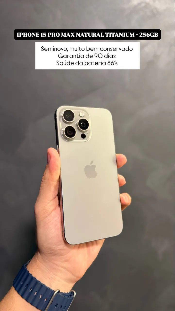 iPhone 15 Pro Max Natural Titanium 本体 iPhone 15 Pro Max de 256GB Apple Titânio Natural | iPlace Corporativo
