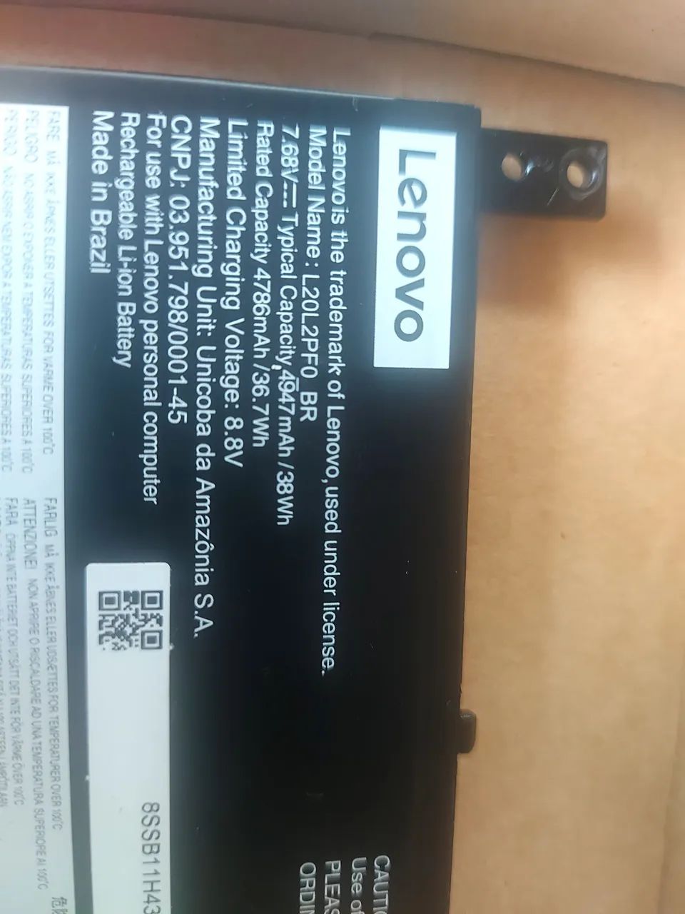 Bateria notebook lênovo defeito