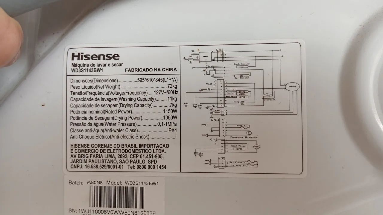 Máquina lava e seca Hisense 