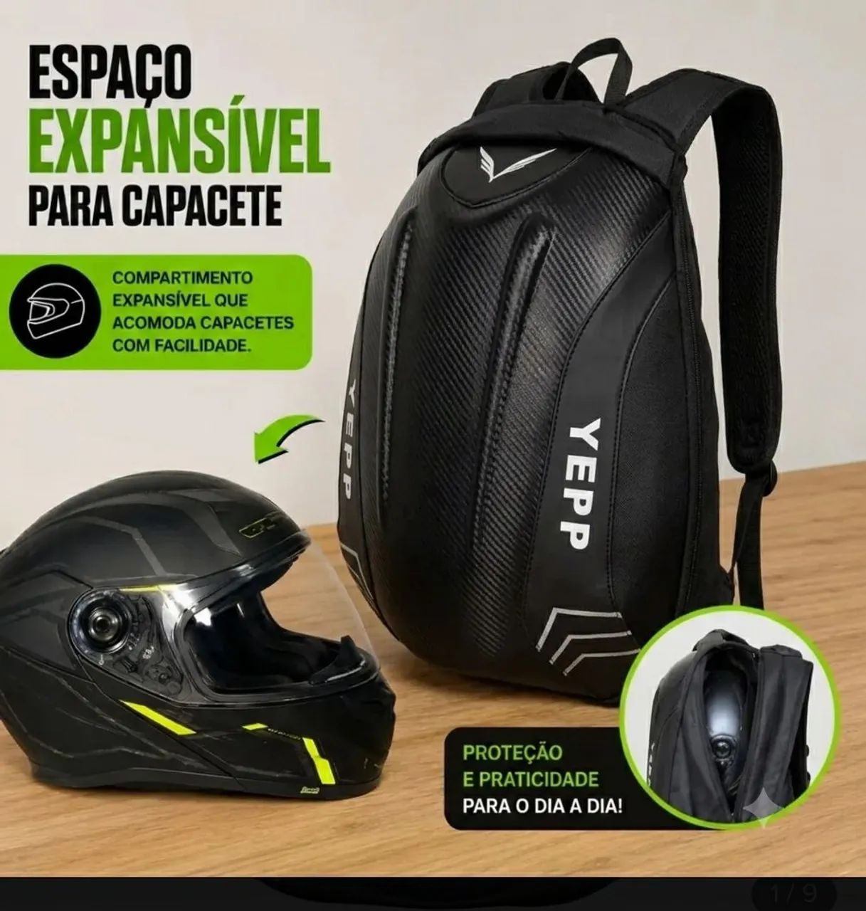 Mochila expansível yepp motoqueiro capacete - Foto 2