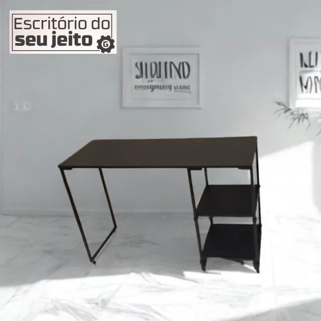 Mesa para Computador 1,1m NOVA Industrial Multiuso Reforçada Notebook de Estudo Gamer Birô - Foto 3