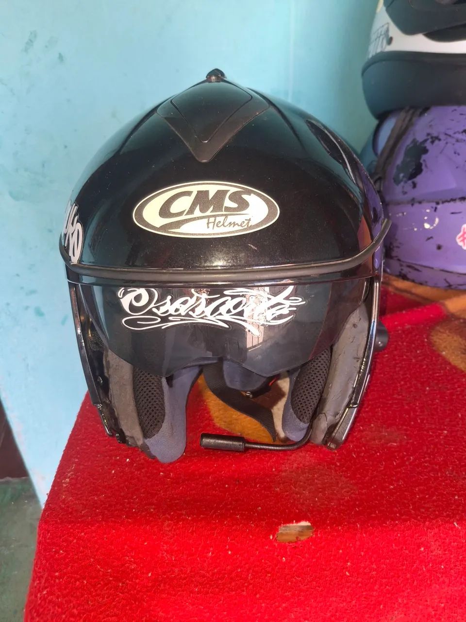 Capacete cms com óculos fone e microfone tenho a outra parte dele que e so encaixar  - Foto 4